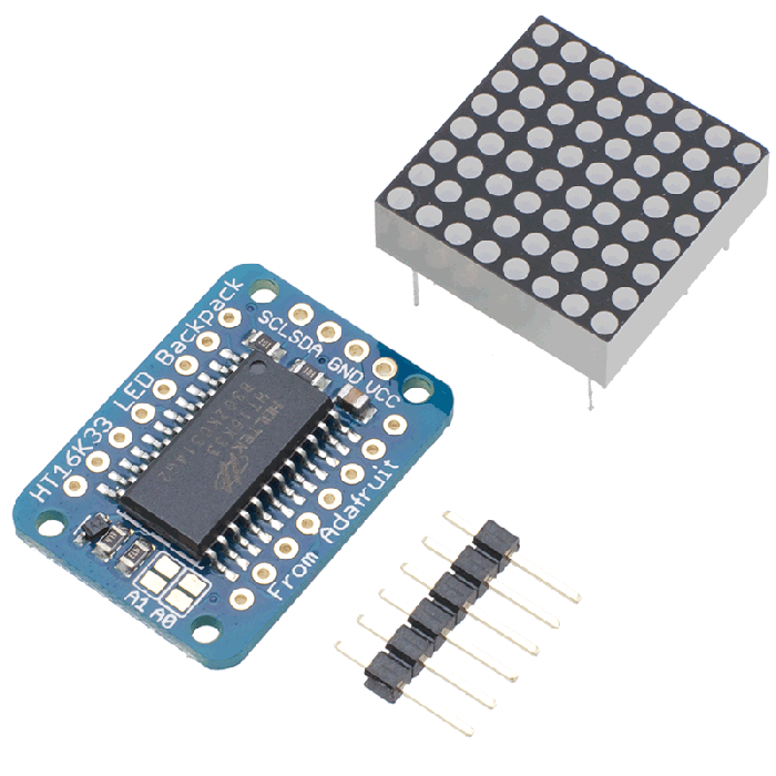 - Adafruit Mini 8x8 LED w/I2C Backpack - Blue