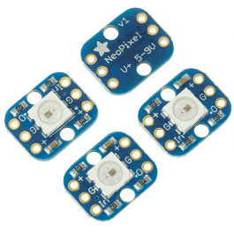 RGB NeoPixel 4er-Pack – Breadboard-freundlich, Ultrahell, Verkettbar – 24-Bit Farbsteuerung, 5–9V, Max. 60 MA Pro Pixel – Für Arduino & DIY-Projekte