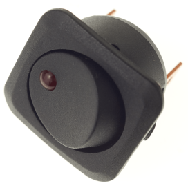 SPST Circular Rocker Switch with Red LED